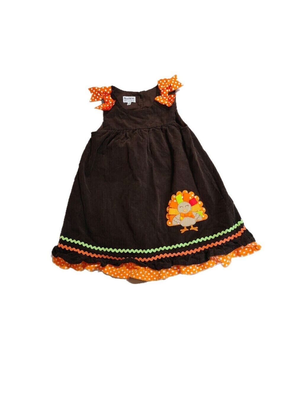 Blueberi Boulevard Girls Corduroy Turkey Dress Thanksgiving Fall Girls 4T